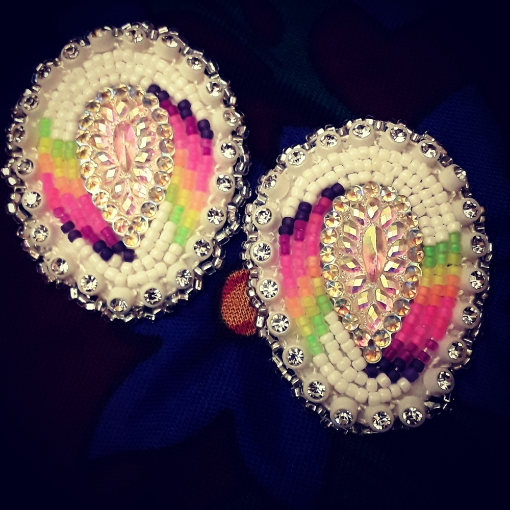 Reverse Teardrop Raindow Neon Earrings